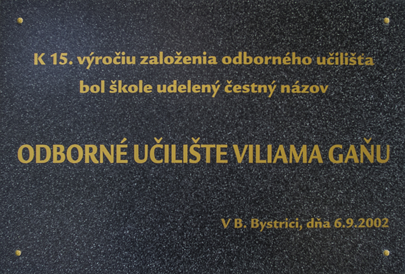 Udelenie čestného názvu Odborné učilište Viliama Gaňu